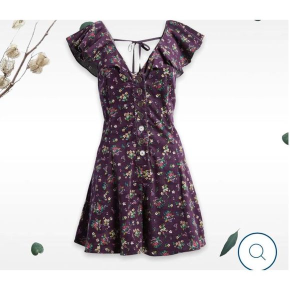 ✨FREE PEOPLE✨VIOLET FLORAL CORDUROY ROMPER - Picture 2 of 16
